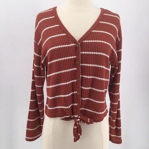 Caution to the Wind Long Sleeve Ribbed Crop Top